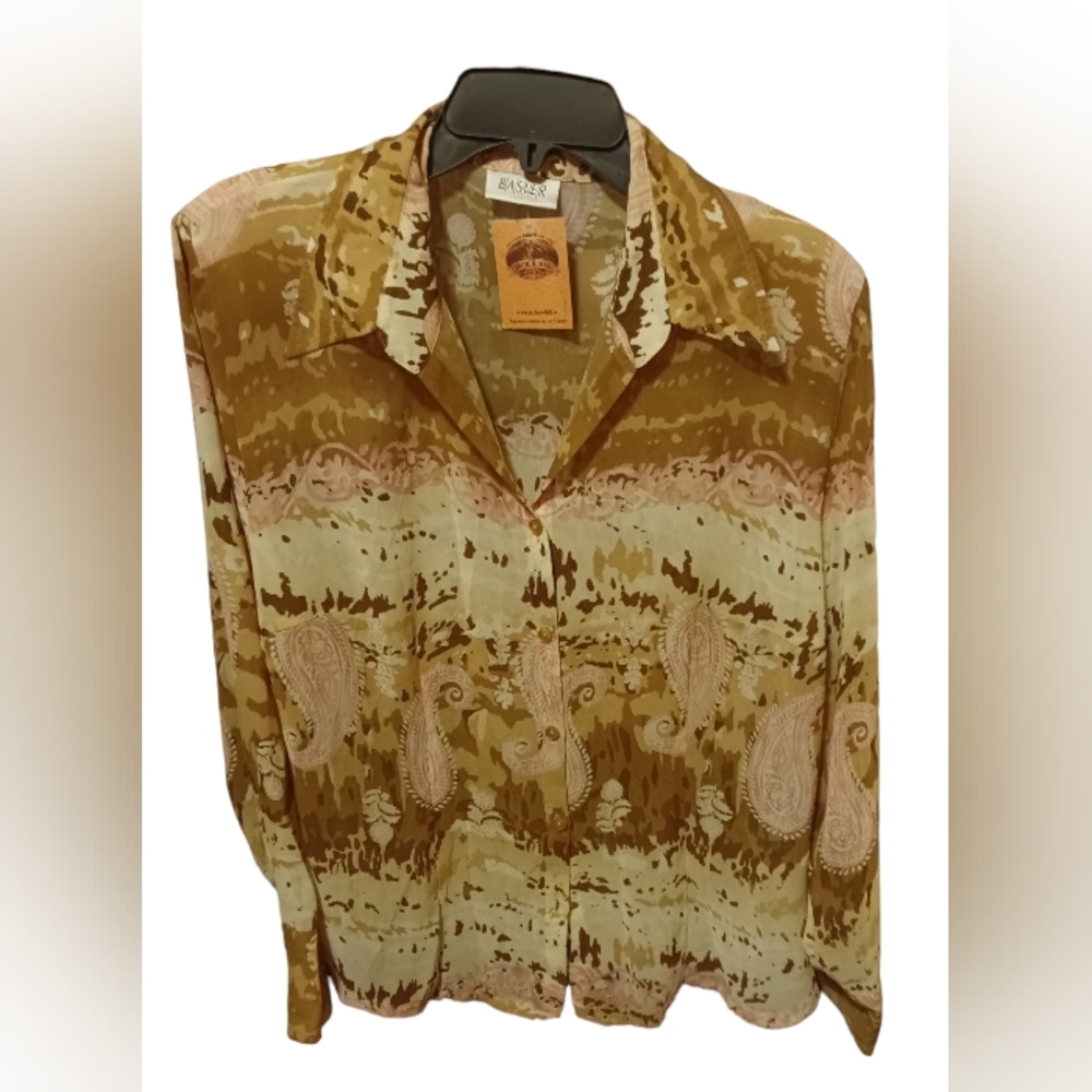 Beautiful Pink & Brown Paisley Blouse by Basler bought in Ireland, NWT, size XL